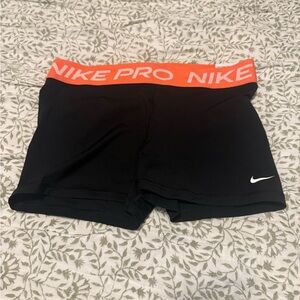 Nike Black and Orange Athletic Shorts